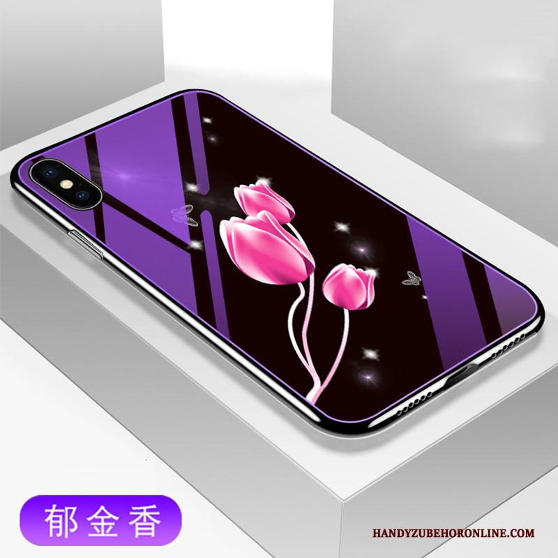 iPhone Xs Max Hoesje Telefoon Trendy Merk Plating Purper Siliconen Glas Anti-fall