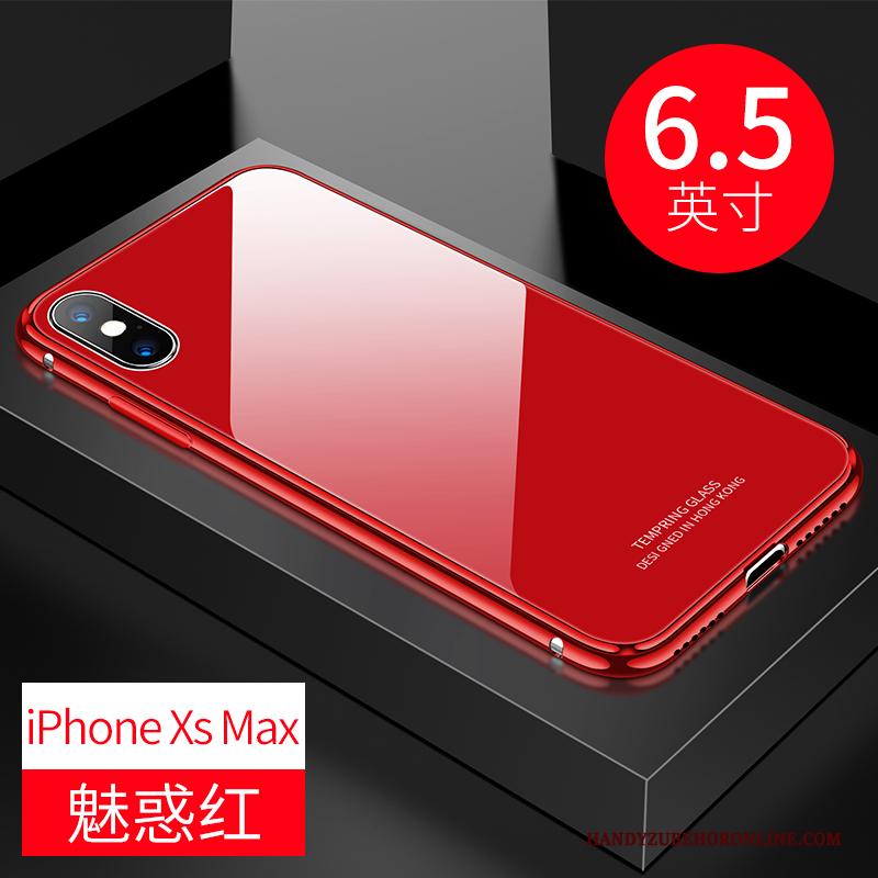 iPhone Xs Max Trendy Merk Rood Glas High End Anti-fall Hoesje Telefoon Dun