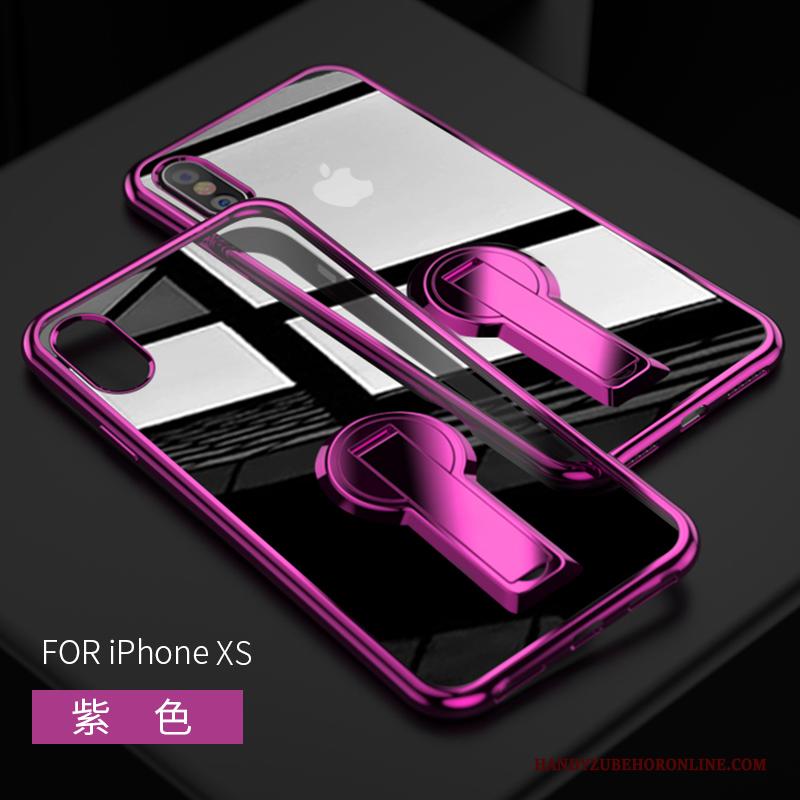 iPhone Xs Ondersteuning Hoesje Telefoon Doorzichtig Persoonlijk Purper Anti-fall Trendy Merk