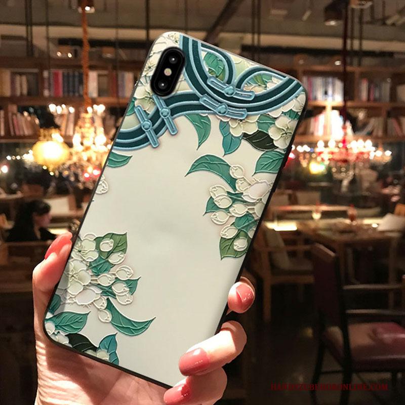 iPhone Xs Reliëf Blauw Hoes Hoesje Telefoon Bescherming